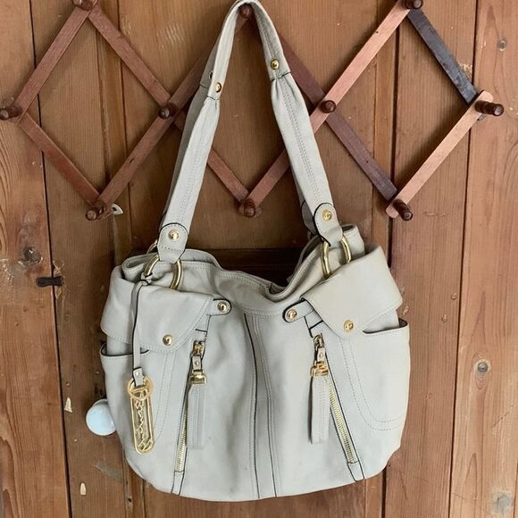 B Makowsky cream leather hobo shoulder bag - Picture 1 of 10